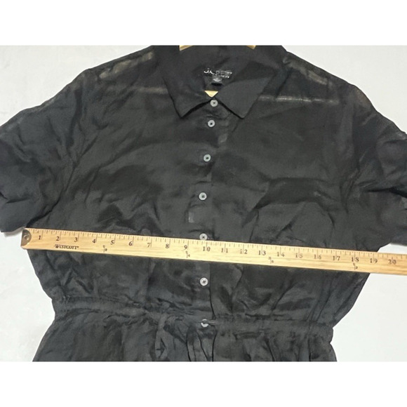 J Crew Cerise Shirt Dress in Ramie Size 12 Black Midi Ramie Lightweight Classic - Picture 7 of 12